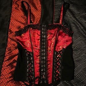 Tripp NYC floral red and black corset